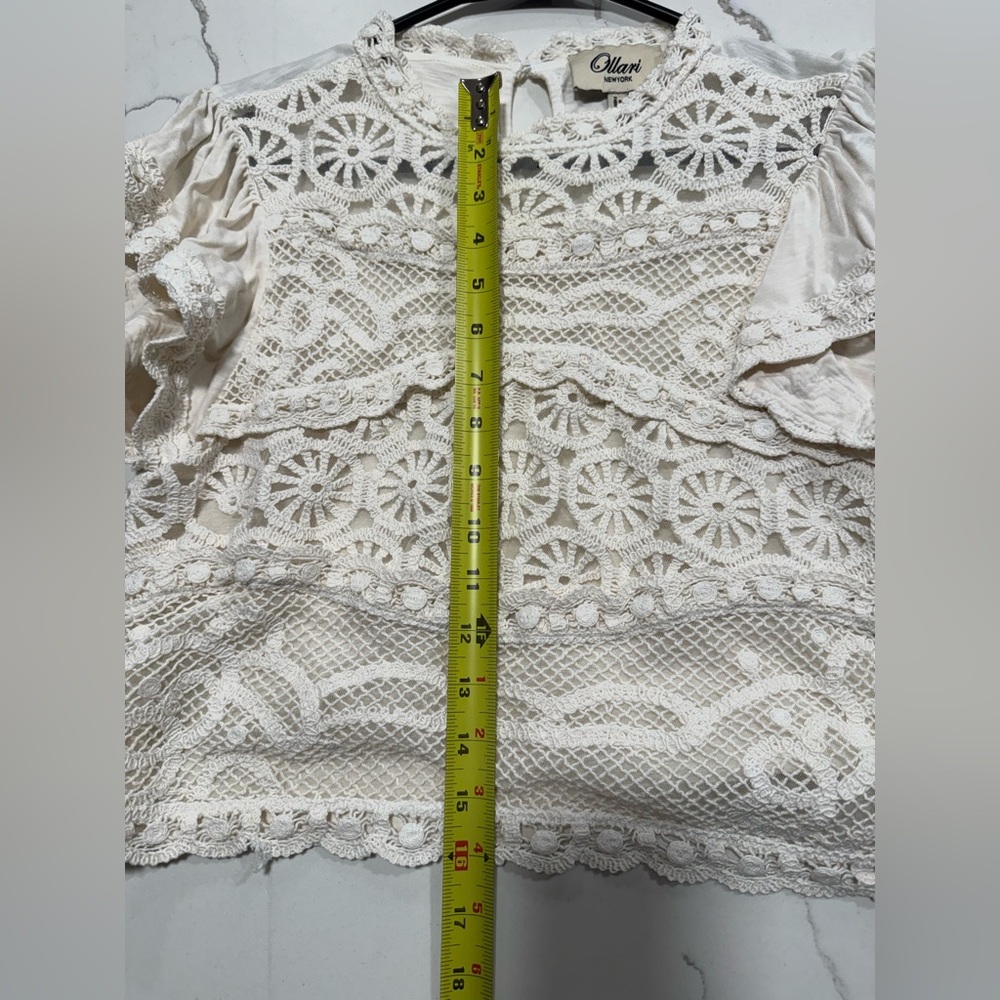 Plato Dori Ruffle Sleeve lace Crochet Top - Picture 11 of 13